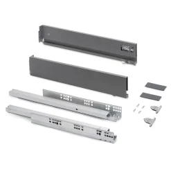 Emuca Tiroir extérieur Vertex avec réglages 3D hauteur 93mm, 40kg, profondeur 270mm, Acier, Gris anthracite