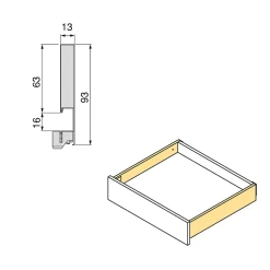 Emuca Tiroir extérieur Vertex avec réglages 3D hauteur 93mm, 40kg, profondeur 550mm, Acier, Peint en blanc