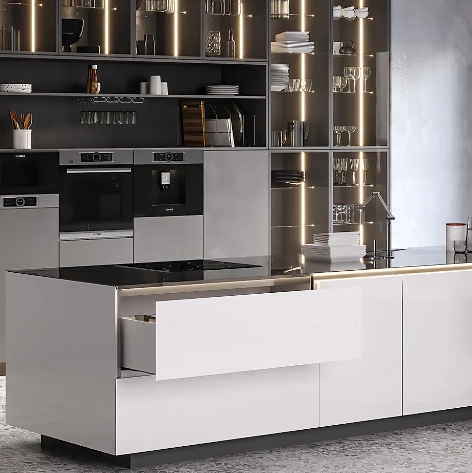 Emuca Tiroir extérieur Vertex avec réglages 3D hauteur 131mm, 40kg, profondeur 450mm, Acier, Peint en blanc