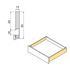 Emuca Tiroir extérieur Vertex avec réglages 3D hauteur 93mm, 40kg, épaisseur de panneau de 18mm, profondeur 500mm, Acier, Gris