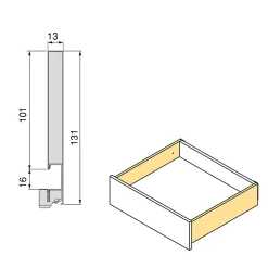 Emuca Tiroir extérieur Vertex avec réglages 3D hauteur 131mm, 40kg, profondeur 400mm, Acier, Peint en blanc
