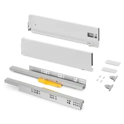 Emuca Tiroir extérieur Vertex Push Synchro avec réglages 3D, hauteur 131mm , 40kg, profondeur 400mm, Acier, Peint en blanc