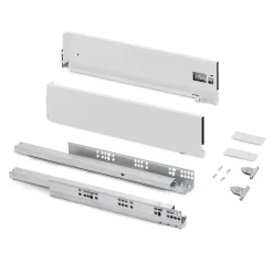 Emuca Tiroir extérieur Vertex avec réglages 3D hauteur 131mm, 40kg, profondeur 350mm, Acier, Peint en blanc