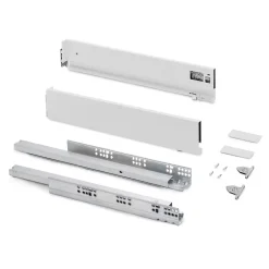 Emuca Tiroir extérieur Vertex avec réglages 3D hauteur 93mm, 40kg, profondeur 400mm, Acier, Peint en blanc