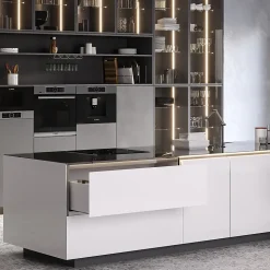 Emuca Tiroir extérieur Vertex avec réglages 3D hauteur 83mm, 40kg, profondeur 450mm, Acier, Peint en blanc