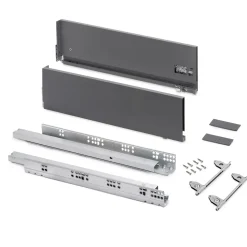 Emuca Tiroir extérieur Vertex avec réglages 3D hauteur 178mm, 60kg, profondeur 500mm, acier, Gris antracite