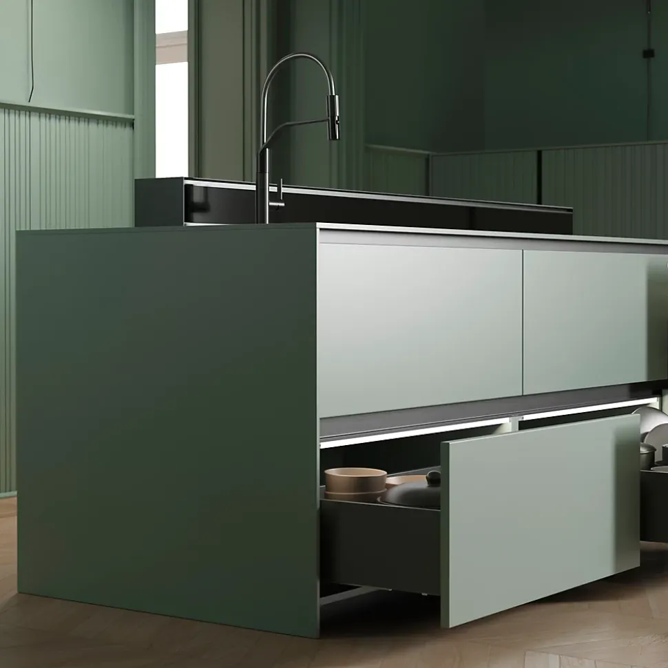 Emuca Tiroir extérieur Vertex avec réglages 3D hauteur 178mm, 60kg, profondeur 500mm, acier, Gris antracite