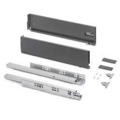 Emuca Tiroir extérieur Vertex avec réglages 3D hauteur 131mm, 40kg, profondeur 400mm, Acier, Gris antracite