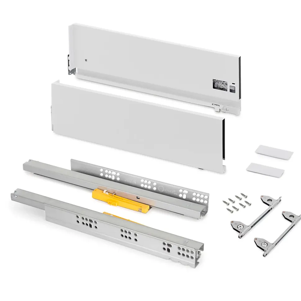 Emuca Tiroir extérieur Vertex Push Synchro avec réglages 3D, hauteur 178mm , 40kg, profondeur 500mm, Acier, Peint en blanc