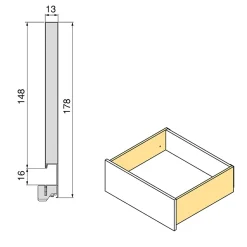 Emuca Tiroir extérieur Vertex Push Synchro avec réglages 3D, hauteur 178mm , 40kg, profondeur 400mm, Acier, Peint en blanc