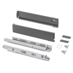 Emuca Tiroir extérieur Vertex avec réglages 3D hauteur 93mm, 60kg, profondeur 500mm, acier, Gris antracite