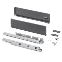 Emuca Tiroir extérieur Vertex avec réglages 3D hauteur 131mm, 40kg, épaisseur de panneau de 18mm, profondeur 450mm, Acier, Gris