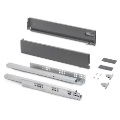 Emuca Tiroir extérieur Vertex avec réglages 3D hauteur 93mm, 40kg, profondeur 350mm, Acier, Gris anthracite