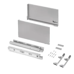 Emuca Tiroir extérieur Vertex avec réglages 3D hauteur 242mm, 60kg, profondeur 450mm, acier, Peint aluminium