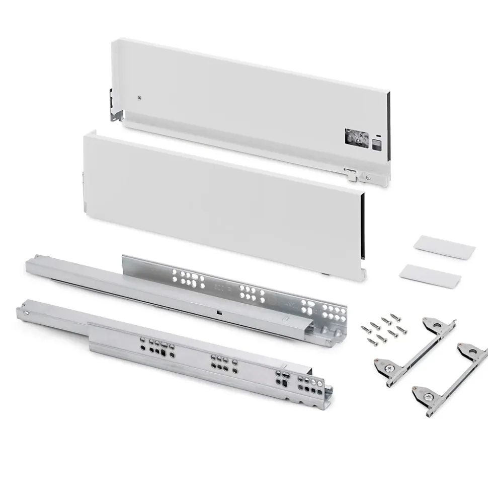 Emuca Tiroir extérieur Vertex avec réglages 3D hauteur 178mm, 40kg, profondeur 550mm, Acier, Peint en blanc