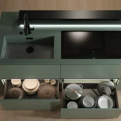 Emuca Tiroir extérieur Vertex avec réglages 3D hauteur 242mm, 60kg, profondeur 500mm, acier, Peint aluminium