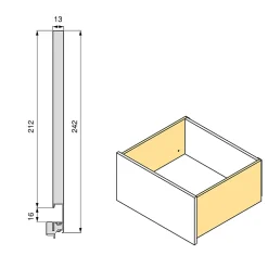Emuca Tiroir extérieur Vertex avec réglages 3D hauteur 242mm, 60kg, profondeur 500mm, acier, Peint aluminium