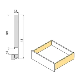 Emuca Tiroir extérieur Vertex avec réglages 3D hauteur 131mm, 40kg, épaisseur de panneau de 18mm, profondeur 450mm, Acier, Gris