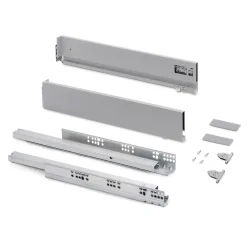 Emuca Tiroir extérieur Vertex avec réglages 3D hauteur 93mm, 40kg, profondeur 400mm, Acier, Peint en aluminium