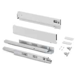 Emuca Tiroir extérieur Vertex avec réglages 3D hauteur 93mm, 40kg, profondeur 500mm, Acier, Peint en blanc