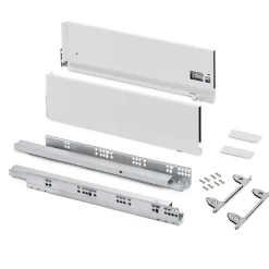 Emuca Tiroir extérieur Vertex avec réglages 3D hauteur 178mm, 60kg, profondeur 500mm, acier, Peint en blanc