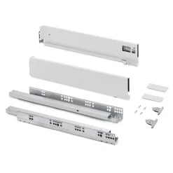 Emuca Tiroir extérieur Vertex avec réglages 3D hauteur 93mm, 60kg, profondeur 500mm, acier, Peint en blanc