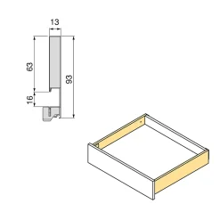 Emuca Tiroir extérieur Vertex Push Synchro avec réglages 3D, hauteur 93mm, 40kg, profondeur 400mm, Acier, Gris antracite