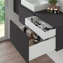 Emuca Tiroir extérieur Vertex avec réglages 3D hauteur 178mm, 40kg, profondeur 350mm, Acier, Peint en blanc