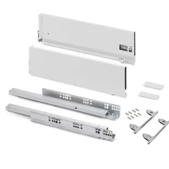 Emuca Tiroir extérieur Vertex avec réglages 3D hauteur 178mm, 40kg, profondeur 350mm, Acier, Peint en blanc