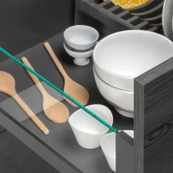 Emuca Tiroir Extérieur Vertex 40kg côtés en verre 178mm de haut, 500mm de profondeur, Acier & Aluminium et Verre, Gris Anthracite