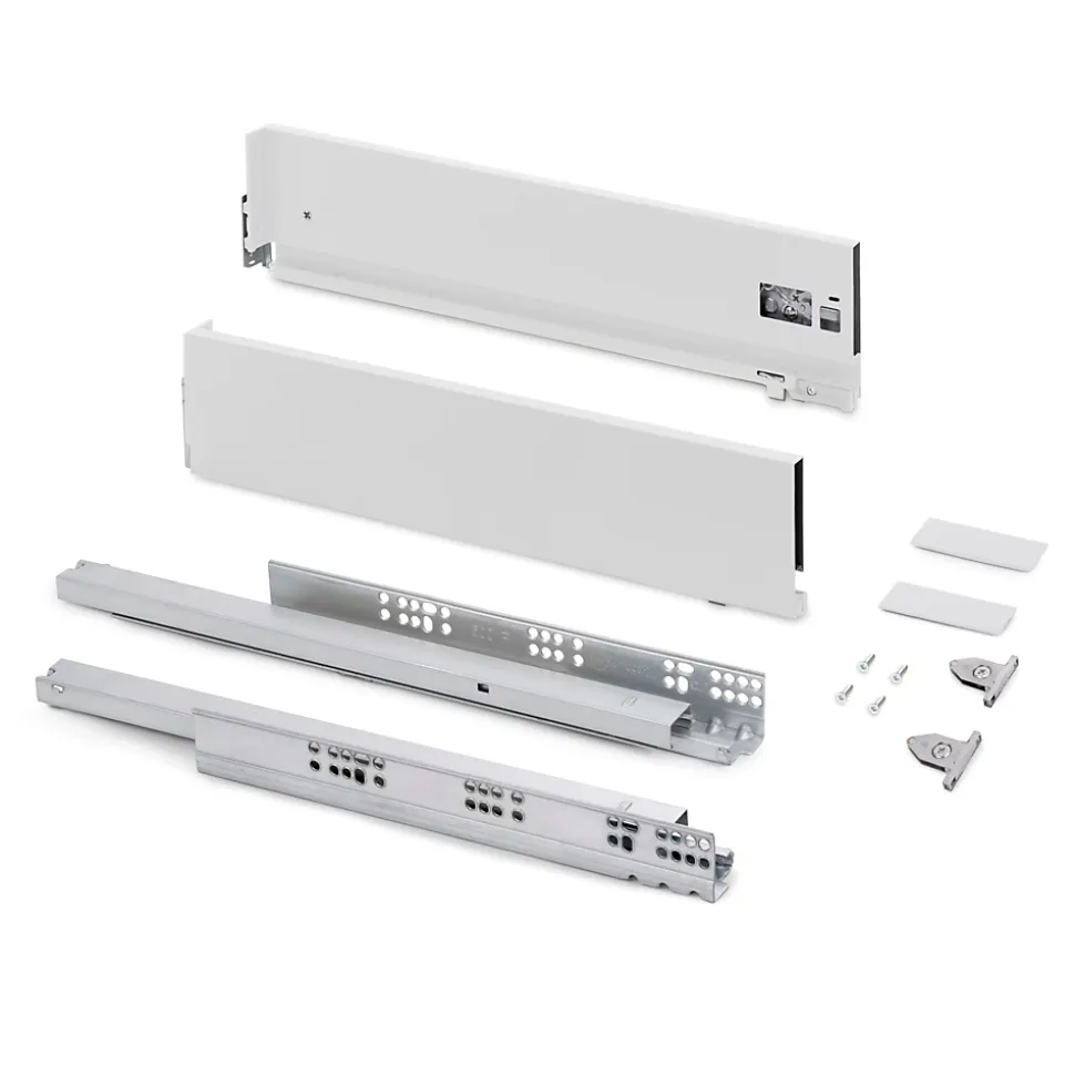 Emuca Tiroir extérieur Vertex avec réglages 3D hauteur 131mm, 40kg, profondeur 500mm, Acier, Peint en blanc