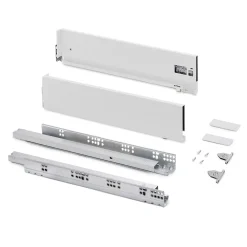 Emuca Tiroir extérieur Vertex avec réglages 3D hauteur 131mm, 60kg, profondeur 500mm, acier, Peint en blanc