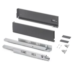 Emuca Tiroir extérieur Vertex avec réglages 3D hauteur 131mm, 40kg, profondeur 300mm, Acier, Gris anthracite