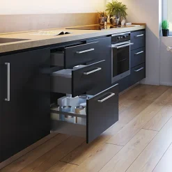 Emuca Tiroir extérieur Vertex avec réglages 3D hauteur 131mm, 40kg, profondeur 300mm, Acier, Gris anthracite