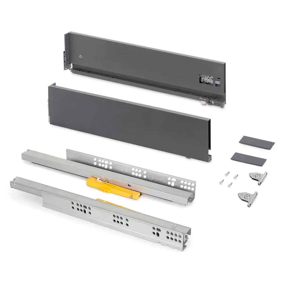 Emuca Tiroir extérieur Vertex Push Synchro avec réglages 3D, hauteur 131mm, 40kg, profondeur 500mm, Acier, Gris antracite