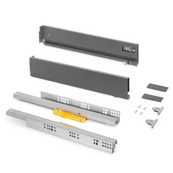 Emuca Tiroir extérieur Vertex Push Synchro avec réglages 3D, hauteur 93mm, 40kg, profondeur 350mm, Acier, Gris antracite