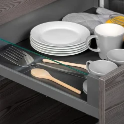 Emuca Tiroir Extérieur Vertex 40kg côtés en verre 131mm de haut, 500mm de profondeur, Acier & Aluminium et Verre, Gris Anthracite