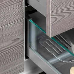 Emuca Tiroir Extérieur Vertex 40kg côtés en verre 131mm de haut, 500mm de profondeur, Acier & Aluminium et Verre, Gris Anthracite