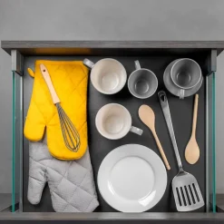 Emuca Tiroir Extérieur Vertex 40kg côtés en verre 131mm de haut, 500mm de profondeur, Acier & Aluminium et Verre, Gris Anthracite