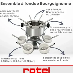 Ensemble à fondue bourguignonne pour 6 personnes, diamètre 17 cm Rotel Swiss Tradition