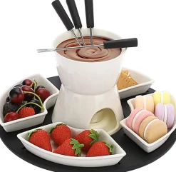 Ensemble à fondue en céramique 300 ml avec plateau