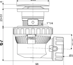 Ensemble bonde et siphon de lavabo Quick-Clac Wirquin Nano 6.7 Sortie Ø32 mm - 1/4 de tour