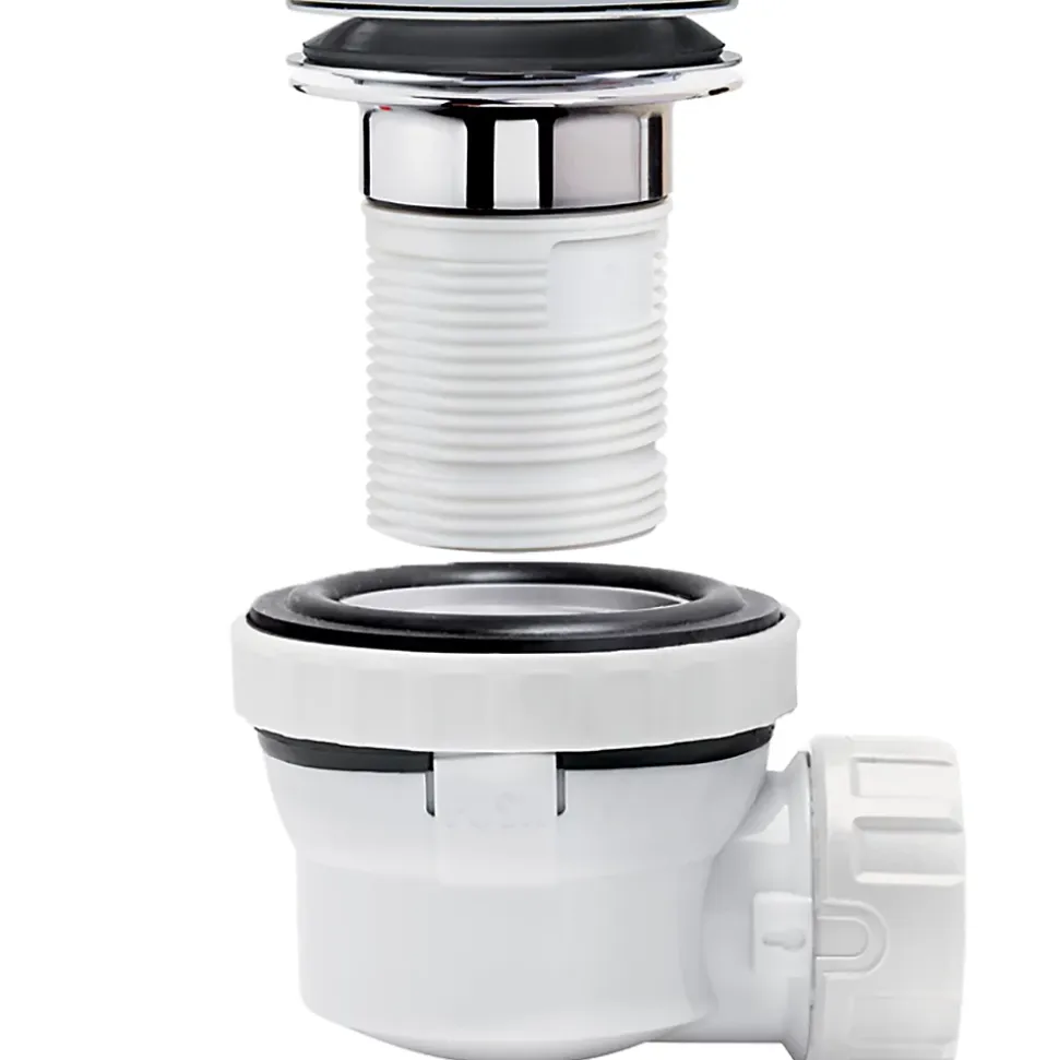 Ensemble bonde et siphon de lavabo Quick-Clac Wirquin Nano 6.7 Sortie Ø32 mm - 1/4 de tour