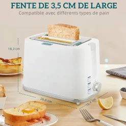 Ensemble bouilloire et grille-pain moderne - 1,7L 2200W - 2 tranches, brunissage 7 niv. - chromé blanc