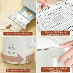 Ensemble bouilloire 1,5L et grille-pain 2200W 2 tranches 7 niveaux de brunissage plateau à miettes blanc gris