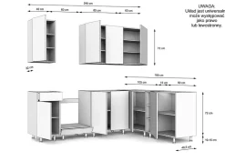 Ensemble d'armoires de cuisine, noir / chêne Evoke, 240 / 180 x RÉGLABLE x 48,5 cm