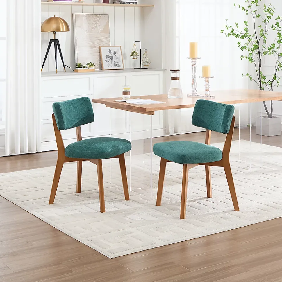 Ensemble de 2 chaises de salle à manger,style milieu du siècle,pieds en bois massif,assise rembourrée en tissu