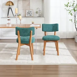 Ensemble de 2 chaises de salle à manger,style milieu du siècle,pieds en bois massif,assise rembourrée en tissu