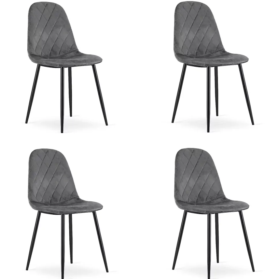 Ensemble de 4 chaises Valora DAPI en velours gris foncé comYERRable