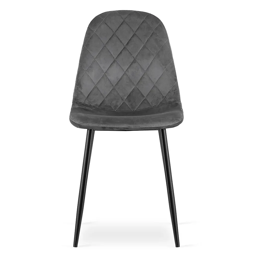 Ensemble de 4 chaises Valora DAPI en velours gris foncé comYERRable